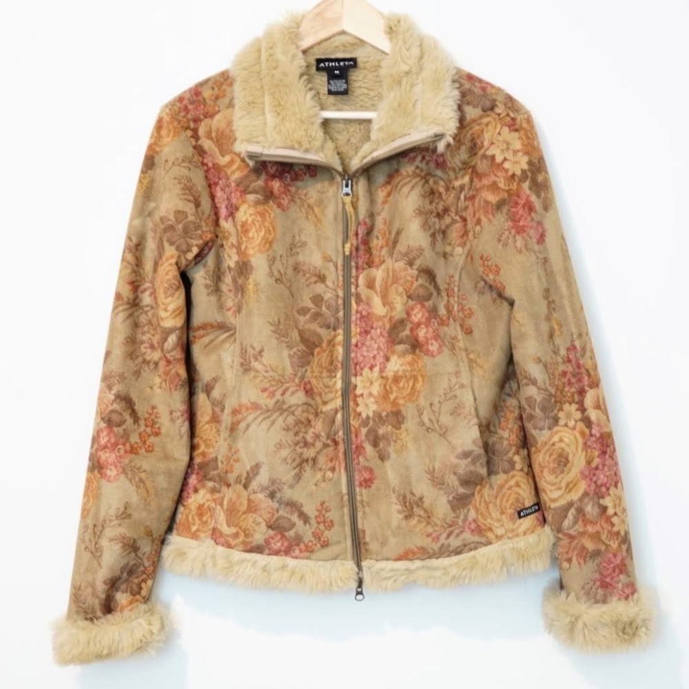 Athleta Faux Fur Suede Coat - Picture 1 of 8